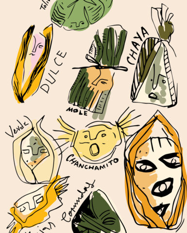 Tamales, las piezas de Ariadna Vásquez para la Milpa Gráfica